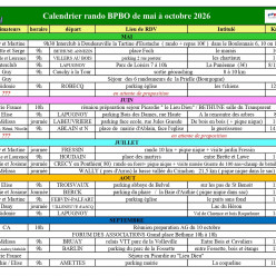 Nouveau calendrier rando mai à octobre 2026